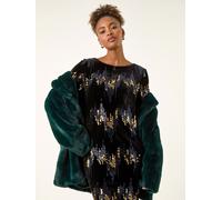 Roman Roman Blue Sequin Velvet Shift Stretch Dress Blue 12