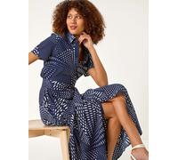 Roman Roman Blue Spot Print Button Through Shirt Dress Blue EU 40 (UK 12)
