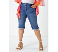 Roman Roman Blue Stretch Knee Length Denim Shorts Blue 54