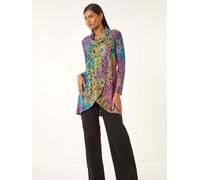 Roman Roman Blue Textured Burnout Print T-Shirt