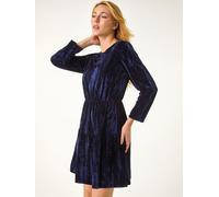 Roman Roman Blue Textured Velvet Dress Blue 12