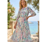 roman Roman Blurred Print Pleat Neck Midi Dress pâle FR 48 (EU 46)