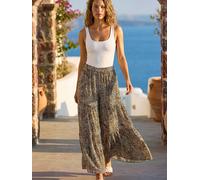 Roman Roman Brown Animal Print Tiered Palazzo Trousers
