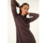 Roman Roman Brown Baroque Lace Shift Dress Brown EU 42 (UK 14)