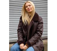 Roman Roman Brown Faux Fur Aviator Jacket