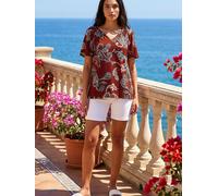Roman Roman Brown Paisley Puff Print Gathered Top