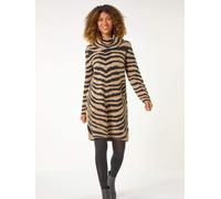 Roman Roman Brown Zebra Print Jacquard Knit Dress Brown EU 48 (UK 20)