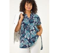 Roman Roman Curve Floral Print Stretch Blouse bleu FR 48 (EU 46)