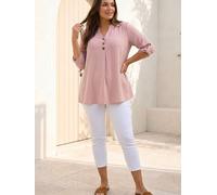 roman Roman Curve Textured Buttoned Tunic Top Rose FR 52-54 (EU 50-52)