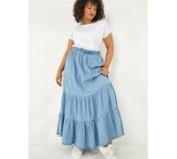 roman Roman Curve Tiered Woven Maxi Skirt bleu FR 46 (EU 44)