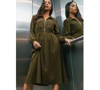 Roman Roman Green Corduroy Zip Detail Midi Dress Green EU 40 (UK 12)