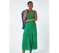 Roman Roman Green Crochet Detail Cotton Blend Maxi Dress Green EU 42 (UK 14)