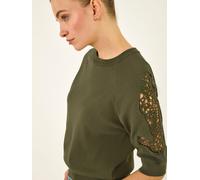 Roman Roman Green Crochet Sleeve Knit Top