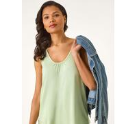 Roman Roman Green Plain V-Neck Stretch Jersey Vest Top