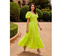 Roman Roman Green Pleated Puff Midi Dress Green EU 46 (UK 18)