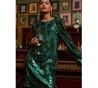 Roman Roman Green Sequin Shift Stretch Dress Green 16