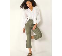 Roman Roman Green Stripe Print Crop Bootleg Trousers