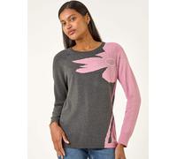 Roman Roman Grey Floral Hotfix Knit Jumper
