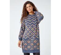 Roman Roman Grey Geometric Print Jacquard Jumper Dress Grey EU 44 (UK 16)