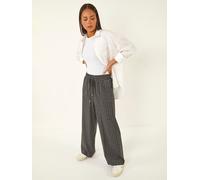 Roman Roman Grey Petite Stripe Wide Leg Stretch Trousers