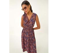 Roman Roman Leaf Print Wrap Midi Dress rouge FR 44 (EU 42)