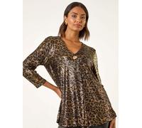Roman Roman Metallic Animal Print Tunic Top