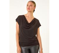 Roman Roman Metallic Glitter Cowl Neck Stretch Blouse