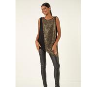 Roman Roman Metallic Sequin Asymmetric Stretch Vest