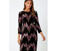 Roman Roman Metallic Sequin Velvet Shift Stretch Dress Metallic EU 38 (UK 10)