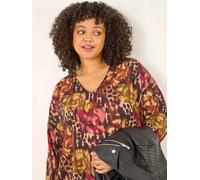 Roman Roman Natural Curve Animal Print V-Neck Tunic Top