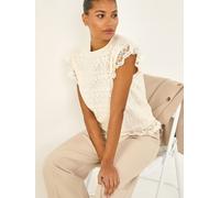 Roman Roman Natural Frill Lace Knitted Top