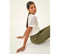 Roman Roman Natural Textured Floral Line Stretch Top