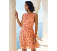 Roman Roman Orange Floral Shimmer Tie Waist Dress Orange EU 36 (UK 8)