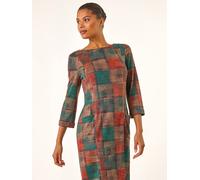 Roman Roman Orange Patchwork Print Shift Pocket Dress Orange EU 46 (UK 18)