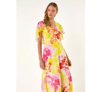 Roman Roman Pink Abstract Printed Cape Dress Pink 20