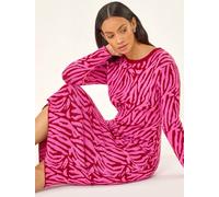 Roman Roman Pink Animal Print Knit Bodycon Dress Pink 16