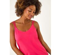 Roman Roman Pink Chrome Plain Double Strap Stretch Vest Top