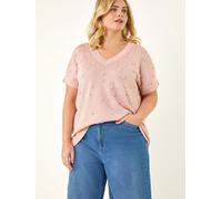 Roman Roman Pink Curve Faux Pearl Embellished Top