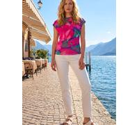 Roman Roman Pink Floral Print Ruched Mesh Top