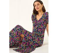 Roman Roman Pink Floral Print Ruched Stretch Midi Dress Pink EU 42 (UK 14)