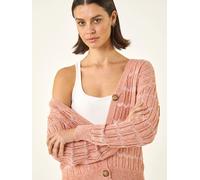 Roman Roman Pink Stitch Detail Button Through Knit Cardigan