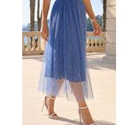 roman Roman Polka Dot Print Elasticated Mesh Skirt bleu FR 40 (EU 38)