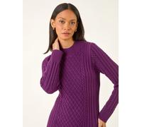 Roman Roman Purple Cable Knit Midi Jumper Dress Purple 40