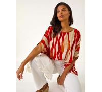 Roman Roman Red Abstract Buttoned Top