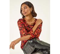 Roman Roman Red Blurred Satin Stripe Blouse