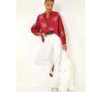Roman Roman Red Floral Embroidered Blouse
