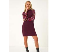 Roman Roman Red Petite 2 in 1 Contrast Print Shift Dress Red EU 42 (UK 14)