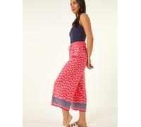 Roman Roman Red Petite Border Print Cropped Trousers