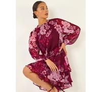 Roman Roman Red Petite Floral Print Frill Swing Dress Red 12