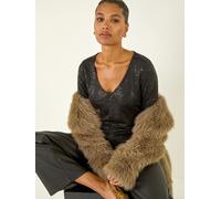 roman Roman Shimmer Wrap Stretch Blouse Noir FR 46 (EU 44)